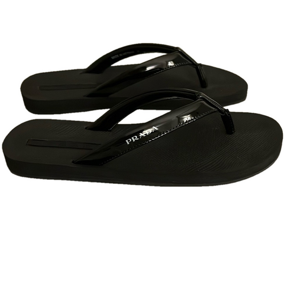 Prada Black Sandal Flip Flops. Size 7. - Picture 1 of 6